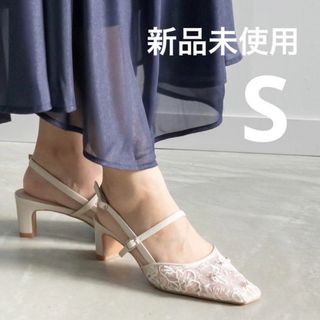 RANDA - RANDA ランダ　レース×スパンコール バックストラップパンプス　アイボリー