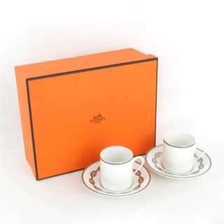 エルメス(Hermes)の良品『USED』HERMES【エルメス】 カップ&ソーサー 2客 箱入 シェーヌダンクル 食器(食器)