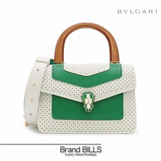 ブルガリ(BVLGARI)の未使用品 ブルガリ セルペンティ カサブランカ フォーエバー ハンドバッグ ショルダーバッグ 2way 292330 レザー ウッド グリーン ホワイト 蛇(ショルダーバッグ)