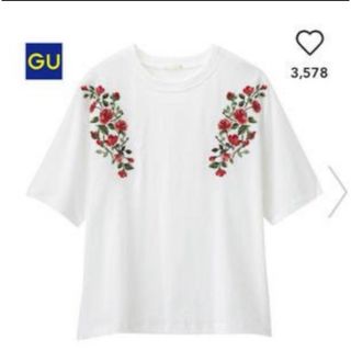 ジーユー(GU)のTシャツ　花柄(Tシャツ(半袖/袖なし))