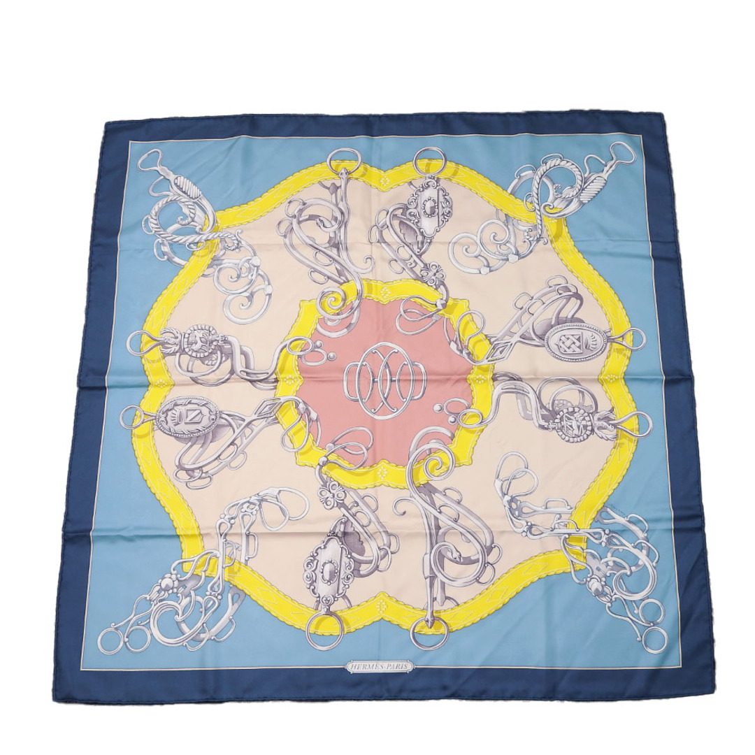 HERMES - 【中古】 エルメス スカーフ カレ90 シルク ネイビー HERMES - 【中古】 エルメス スカーフ カレ90 シルク ネイビー