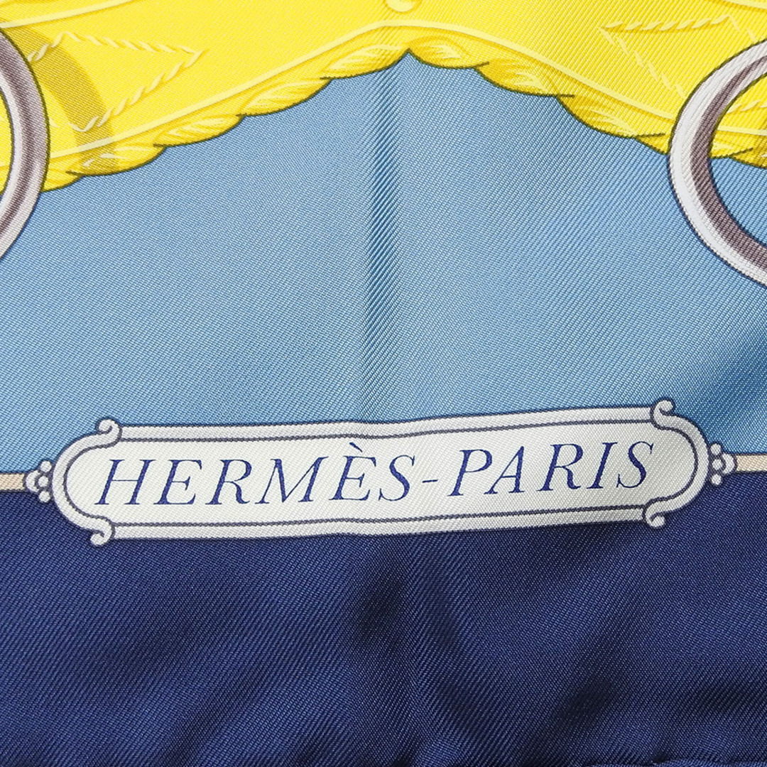 HERMES - 【中古】 エルメス スカーフ カレ90 シルク ネイビー HERMES - 【中古】 エルメス スカーフ カレ90 シルク ネイビー