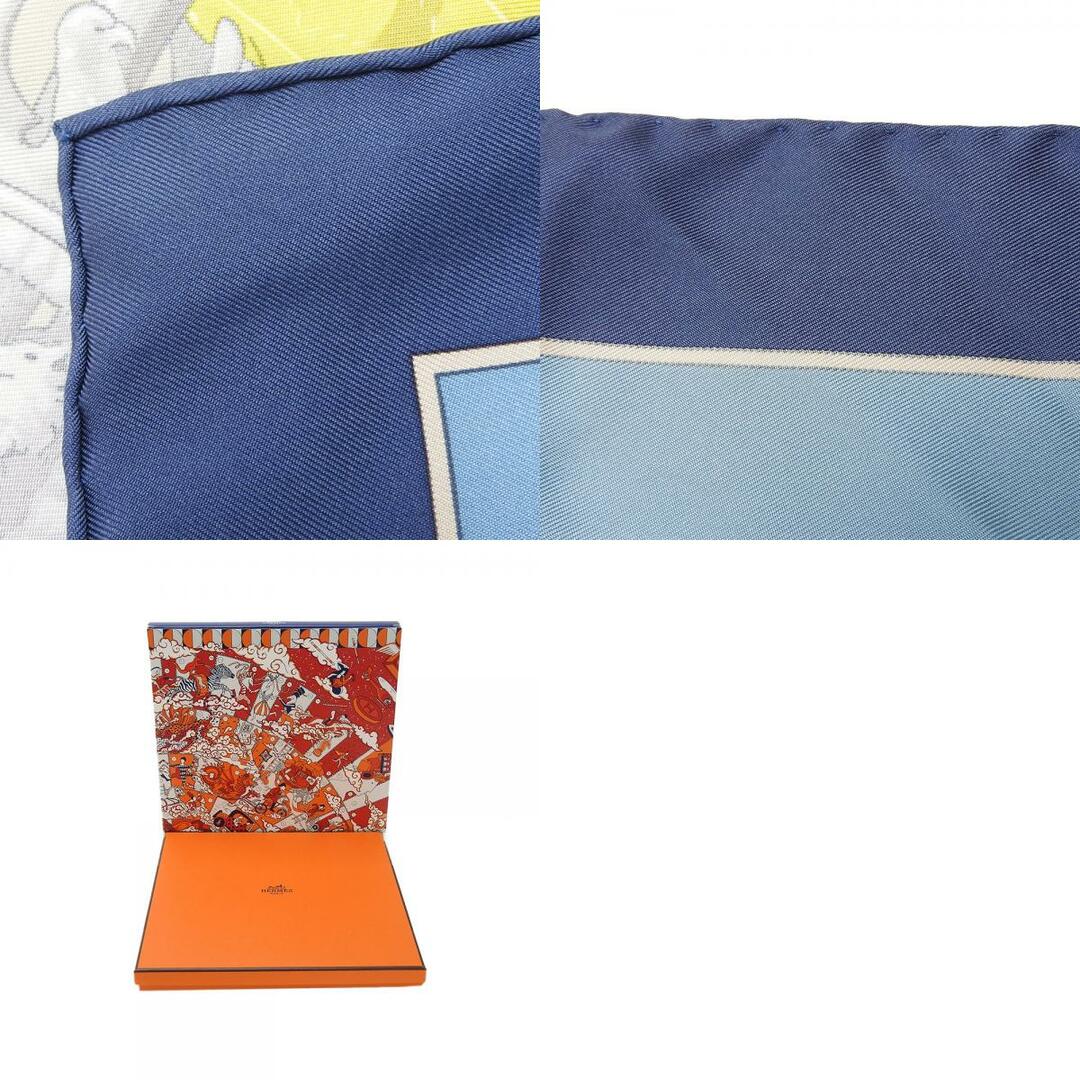 HERMES - 【中古】 エルメス スカーフ カレ90 シルク ネイビー HERMES - 【中古】 エルメス スカーフ カレ90 シルク ネイビー