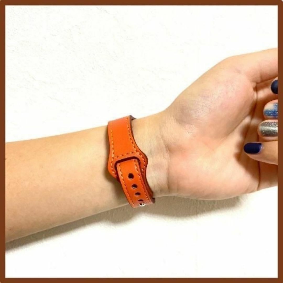 Apple Watch オレンジ バンド 本革 レザー スリムベルト 橙 レディースのファッション小物(腕時計)の商品写真
