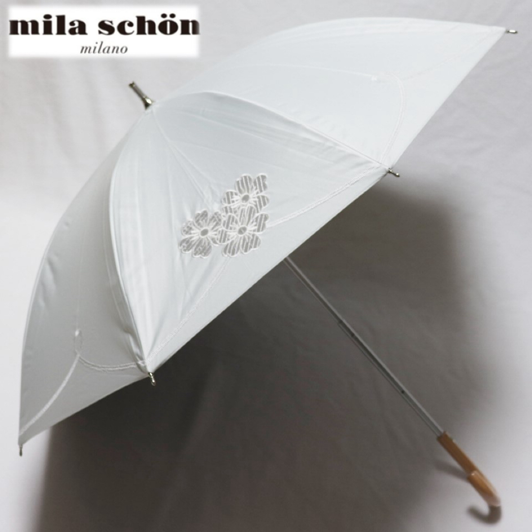 mila schon(ミラショーン)の《ミラ・ショーン》新品 花柄オーガンジー刺繍 晴雨兼用長傘 雨傘 日傘 8本骨 レディースのファッション小物(傘)の商品写真