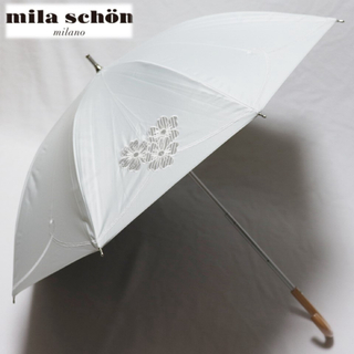 ミラショーン(mila schon)の《ミラ・ショーン》新品 花柄オーガンジー刺繍 晴雨兼用長傘 雨傘 日傘 8本骨(傘)