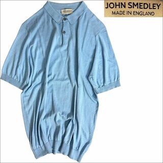 JOHN SMEDLEY - J5040 美品 ジョンスメドレー ニットポロ サックスブルー XL