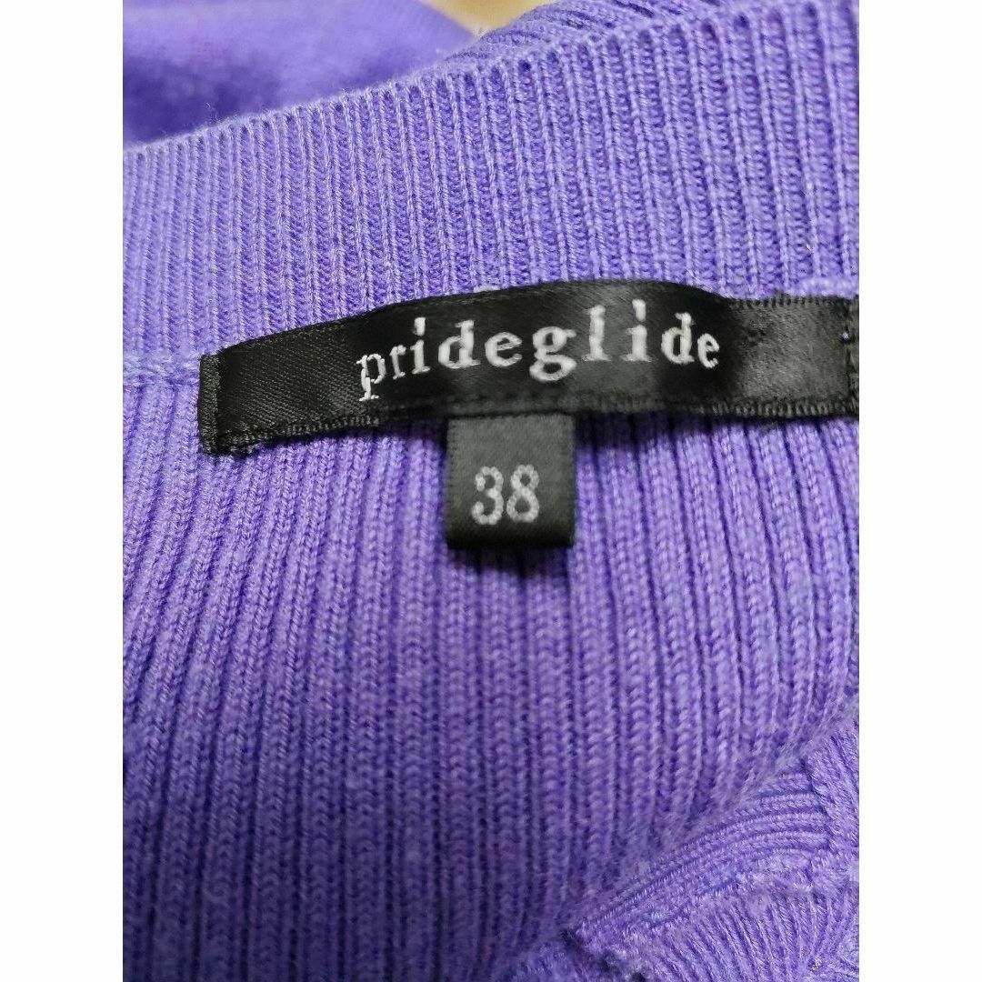 prideglide(プライドグライド)のプライドグライド ペプラムタイプ 7分袖 カーディガン パープル 38 レディースのトップス(カーディガン)の商品写真