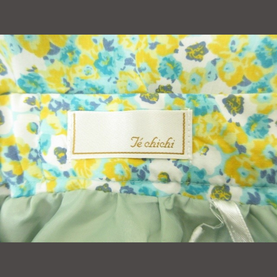 Techichi(テチチ)のTe chichi スカート 花柄 フレア 裏地付き ブルー系 イエロー M レディースのスカート(ひざ丈スカート)の商品写真