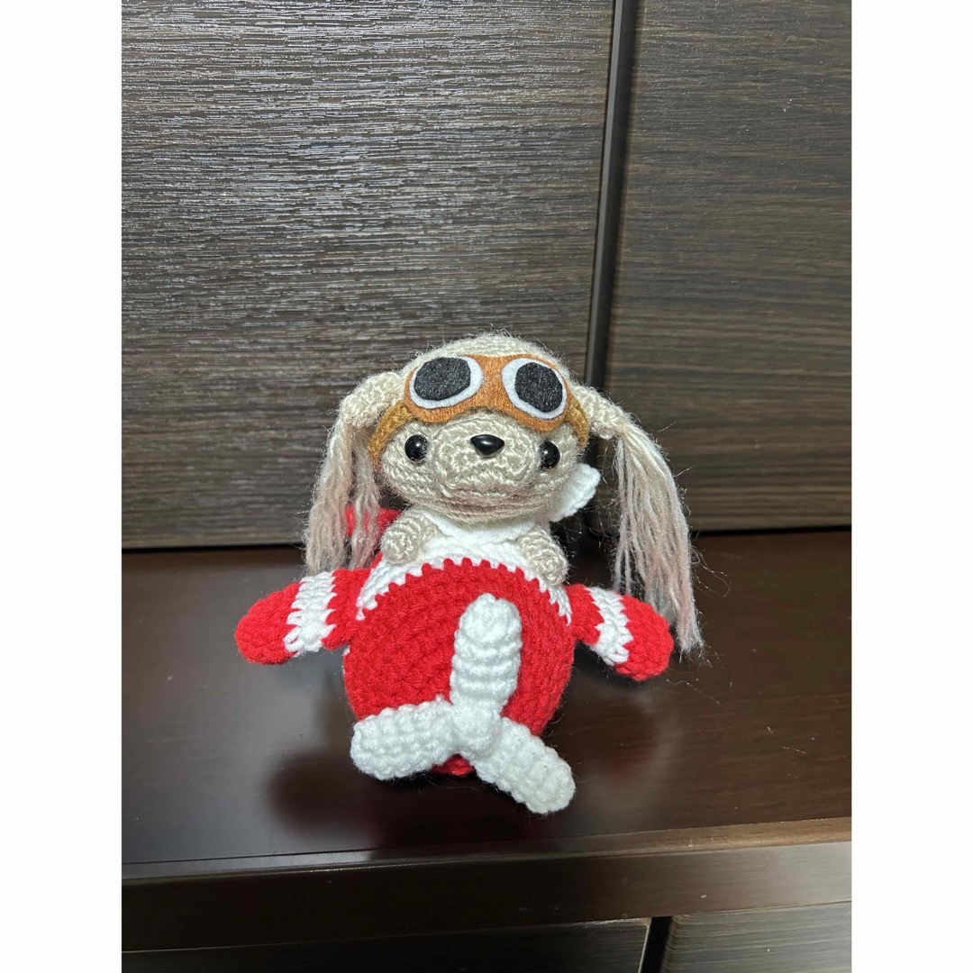 あみぐるみ　飛行機わんこ ハンドメイドのぬいぐるみ/人形(あみぐるみ)の商品写真