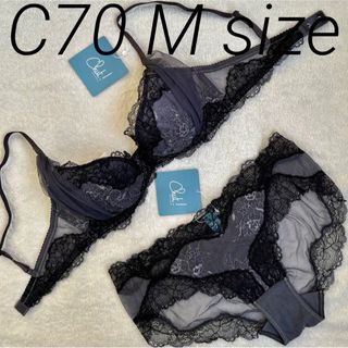 シュットインティメイツ(Chut! INTIMATES)のchut! ブラック&グレー シアーライトブラ C70ビキニM 未使用新品(ブラ&ショーツセット)