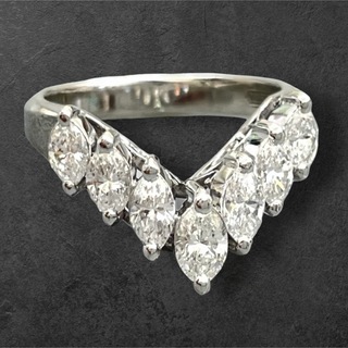 綺麗なダイヤを使用したV字ダイヤリング 1.00ct Pt900 重さ5.8g (リング(指輪))