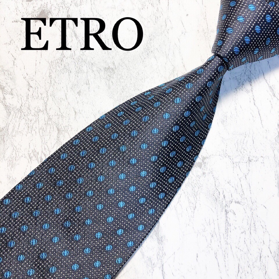 ETRO(エトロ)のETRO ネクタイ　ネイビー　ドット メンズのファッション小物(ネクタイ)の商品写真