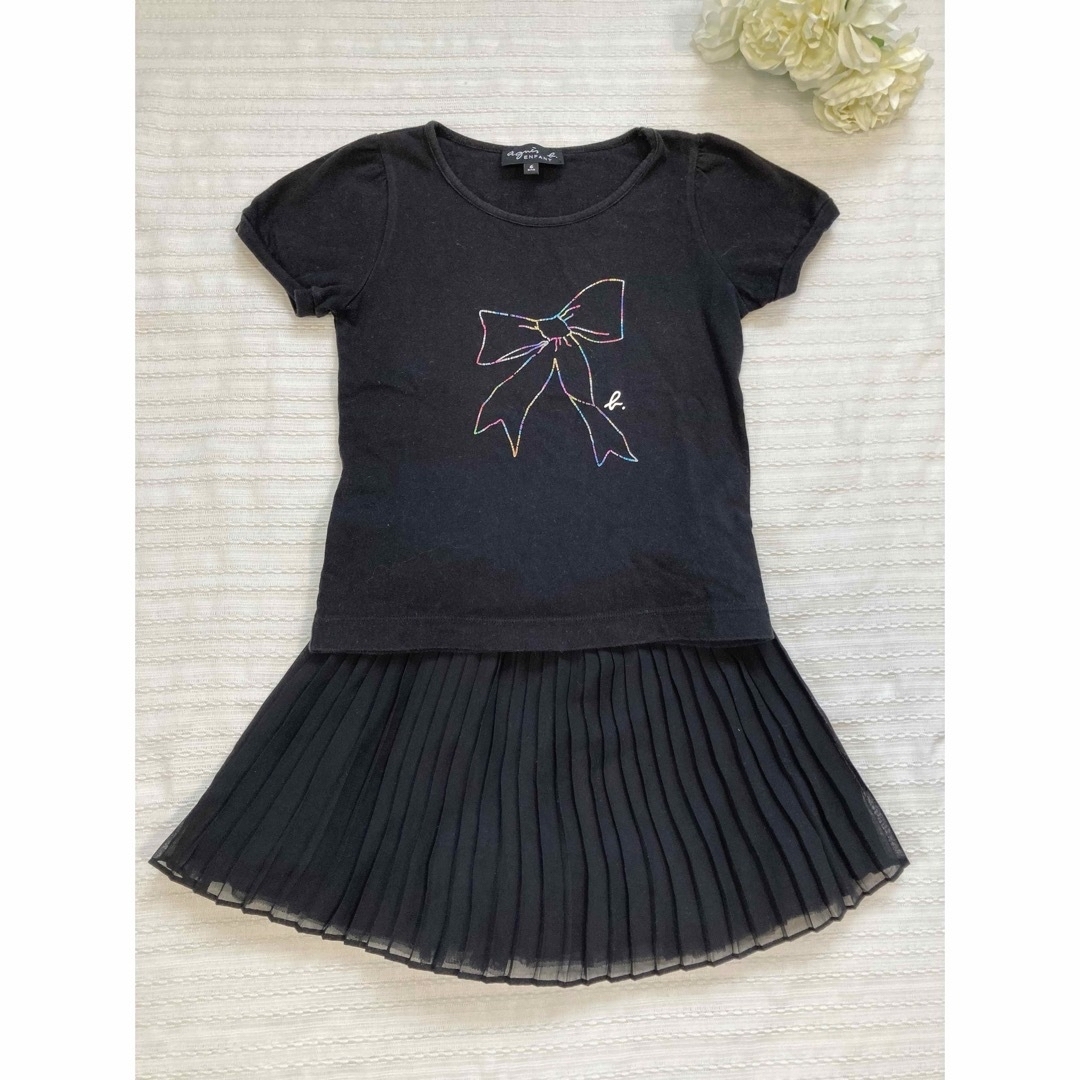 agnes b.(アニエスベー)の女の子　黒　Tシャツ　110 120 アニエスベー　記名無し　日本製 キッズ/ベビー/マタニティのキッズ服女の子用(90cm~)(Tシャツ/カットソー)の商品写真