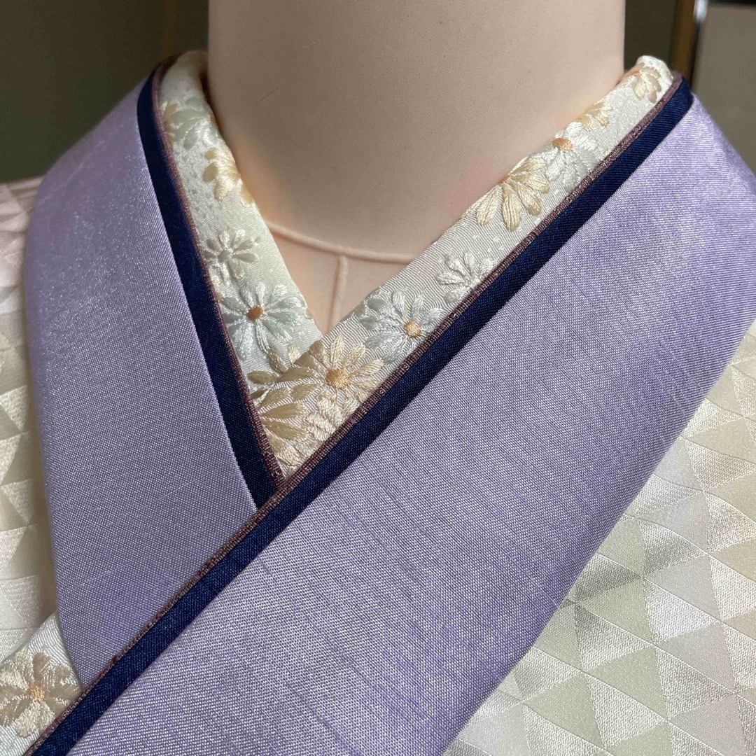 3色重ね衿　薄紫 紺 紬 ピンク リバーシブル 重ね衿 レディースの水着/浴衣(その他)の商品写真
