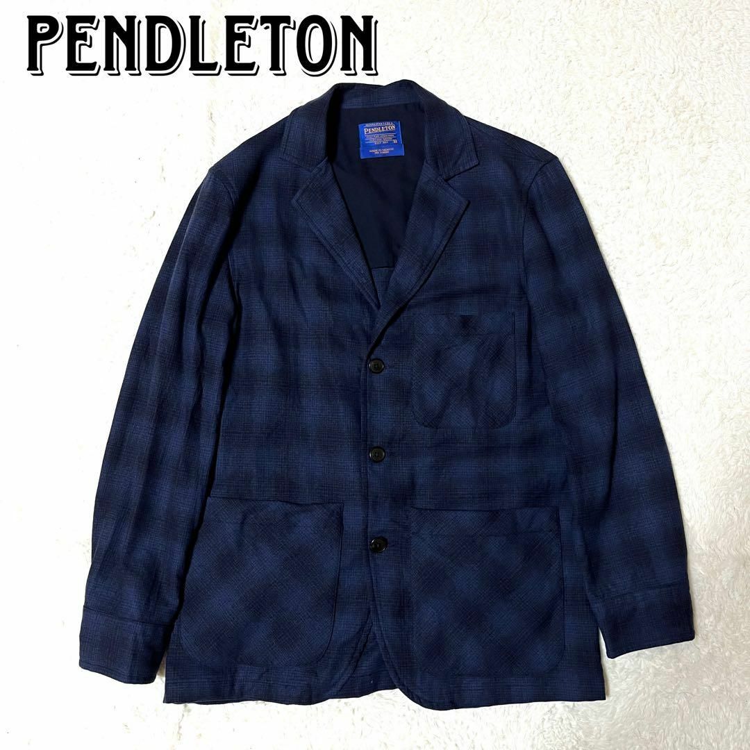 PENDLETON(ペンドルトン)の美品 ペンドルトン オンブレ シャドーチェック トップスタージャケット 青 M メンズのジャケット/アウター(テーラードジャケット)の商品写真