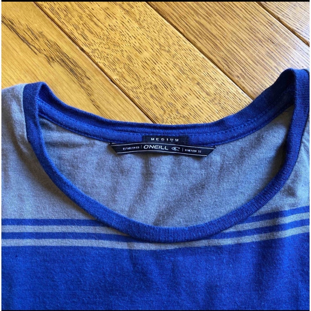 O'NEILL(オニール)の青✖️グレー　ボーダー　Tシャツ　メンズM メンズのトップス(Tシャツ/カットソー(半袖/袖なし))の商品写真