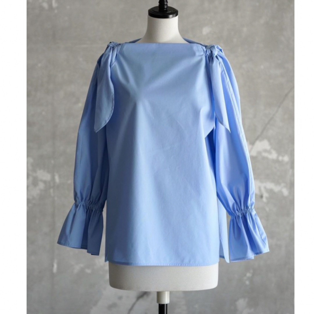 roughlow SHOULDER RIBBON BLOUSE(SAX) レディースのトップス(シャツ/ブラウス(長袖/七分))の商品写真