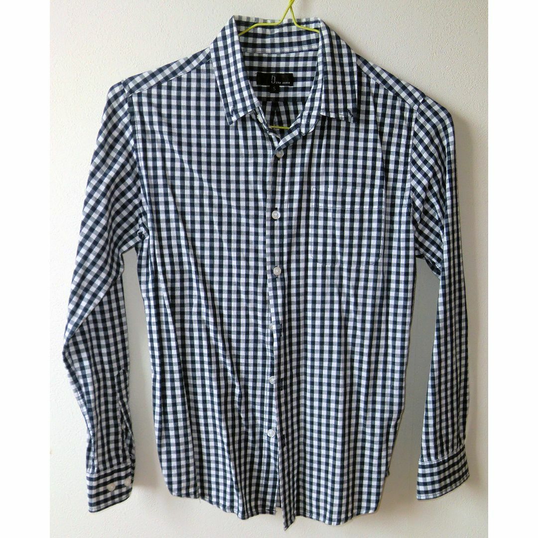 ZIP FIVE(ジップファイブ)の長袖シャツ 白グレー黒のチェック柄 サイズS メンズのトップス(Tシャツ/カットソー(七分/長袖))の商品写真