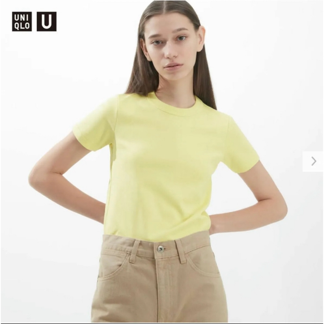 UNIQLO(ユニクロ)のUniqlo U クルーネックT（半袖）イエロー XL レディースのトップス(Tシャツ(半袖/袖なし))の商品写真