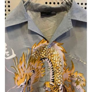 古着　ヴィンテージ　シャツ　ポリシャツ　柄シャツ　デザインシャツ　ドラゴン　龍(シャツ)