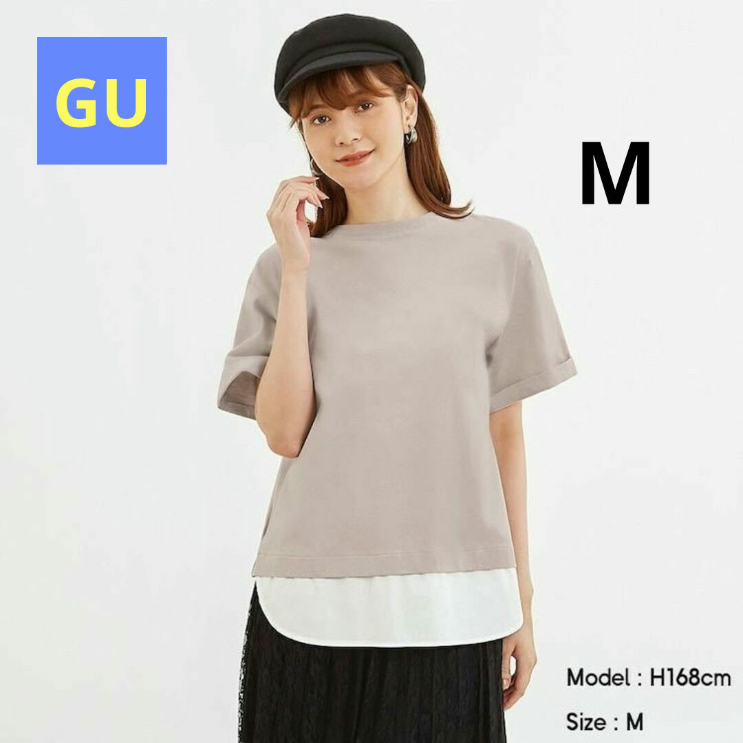 GU(ジーユー)のGU  レイヤード  Tシャツ  Mサイズ レディースのトップス(Tシャツ(半袖/袖なし))の商品写真