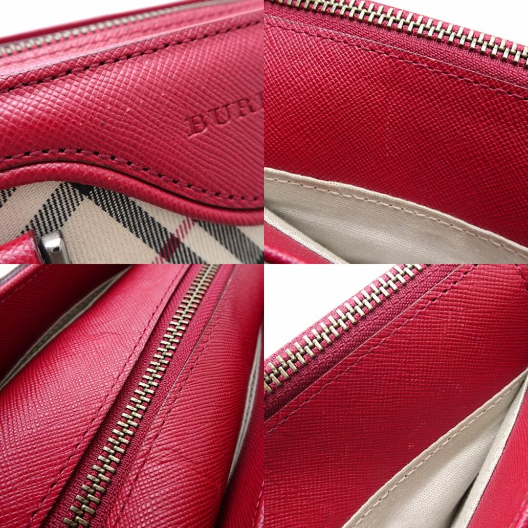 BURBERRY(バーバリー)のBURBERRY バーバリー ハンドバッグ ノバチェック キャンバスxレザー ベージュ レッド/351117【中古】 レディースのバッグ(ハンドバッグ)の商品写真