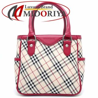 BURBERRY - BURBERRY バーバリー ハンドバッグ ノバチェック キャンバスxレザー ベージュ レッド/351117【中古】