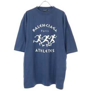 バレンシアガ(Balenciaga)のBALENCIAGA バレンシアガ 21SS Athletes ダメージ加工オーバーサイズTシャツ 641614 TJVK6 ブルー XXS(Tシャツ/カットソー(半袖/袖なし))