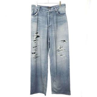 Balenciaga - BALENCIAGA バレンシアガ 21AW Trompe L Oeil Jeans トロンプルイユ ワイドスウェットパンツ 675336 TLV86 インディゴ M