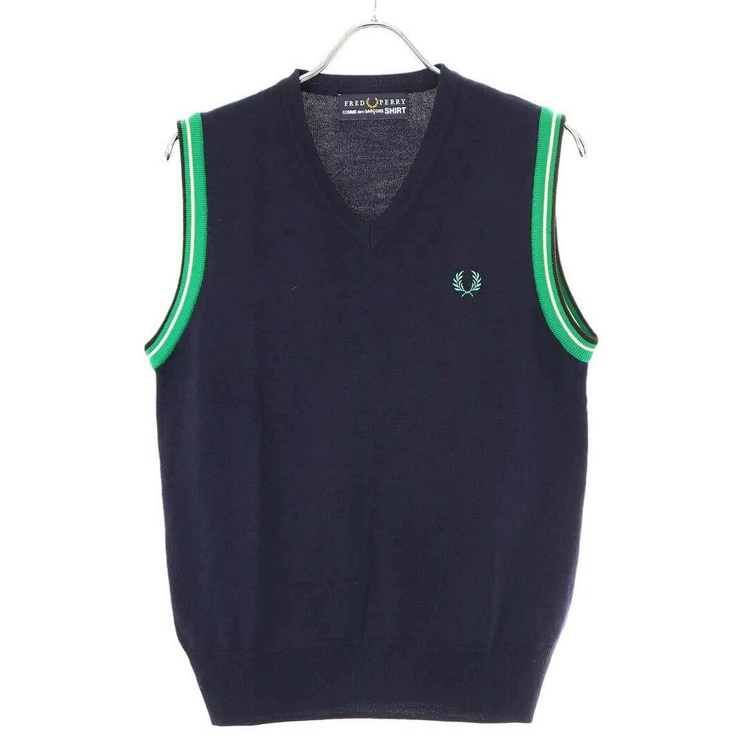 COMME des GARCONS SHIRT(コムデギャルソンシャツ)のCOMME des GARCONS SHIRT×FRED PERRY コムデギャルソンシャツ フレッドペリー ニットベスト W12307 ネイビー 3 メンズのトップス(ベスト)の商品写真