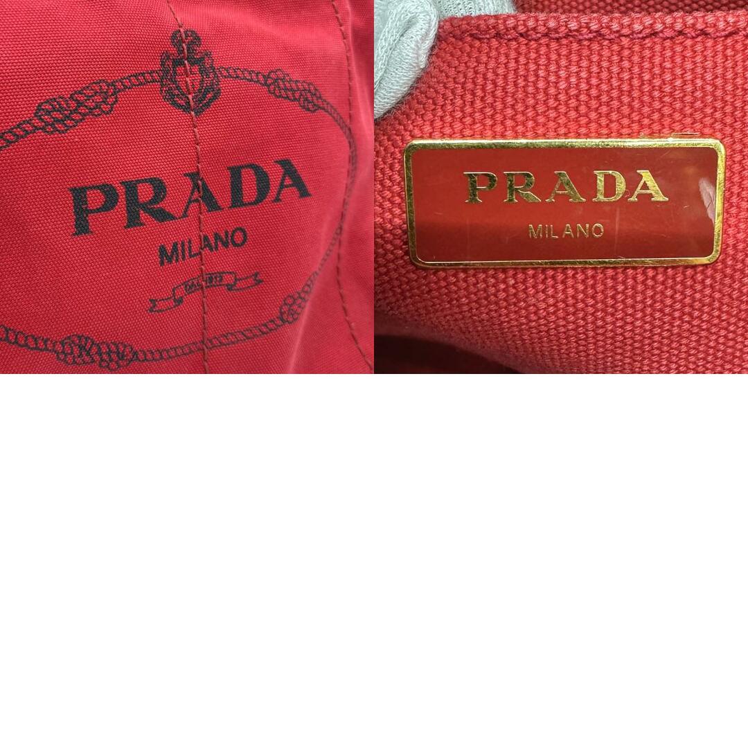 PRADA(プラダ)のプラダ PRADA ショルダーバッグ ハンドバッグ カナパ キャンバス レッド レディース 送料無料【中古】 z0762 レディースのバッグ(ショルダーバッグ)の商品写真