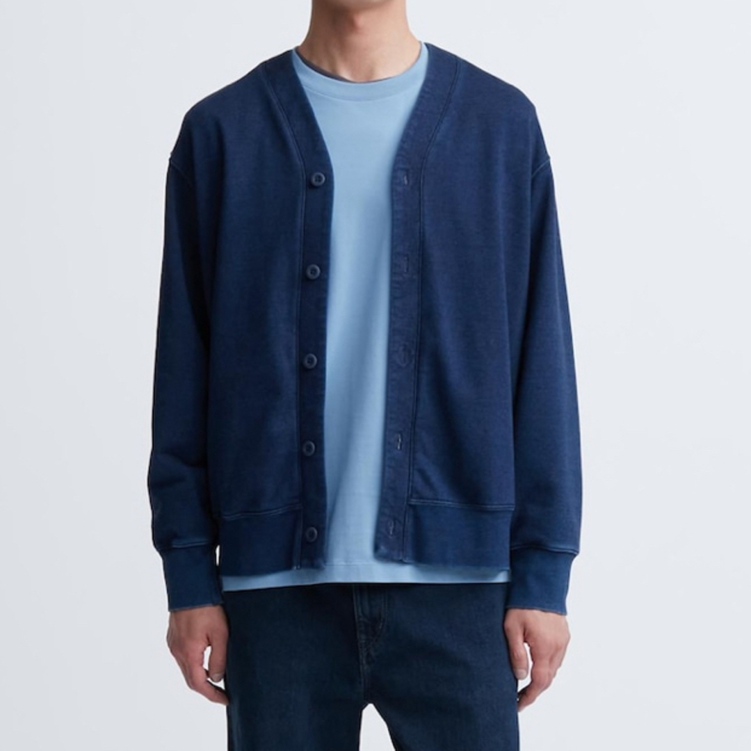 UNIQLO(ユニクロ)の【新品】4L UNIQLO インディゴ　スウェットカーディガン 大きいサイズ メンズのトップス(スウェット)の商品写真