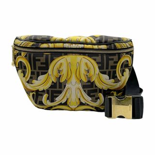 フェンディ(FENDI)のフェンディ FENDI ボディバッグ ベルトバッグ x VERSACE FENDACE ナイロンジャガード ブラウン/イエロー ゴールド メンズ 送料無料【中古】 z0750(ボディーバッグ)