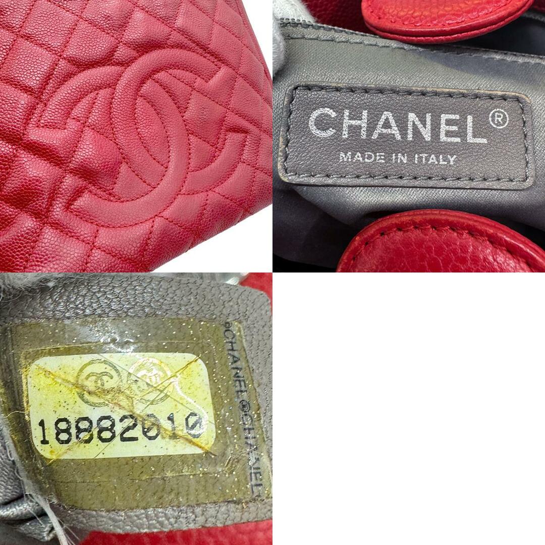 CHANEL(シャネル)のシャネル CHANEL ショルダーバッグ PST キャビアスキンレザー/メタル レッド シルバー レディース 送料無料【中古】 z0752 レディースのバッグ(ショルダーバッグ)の商品写真