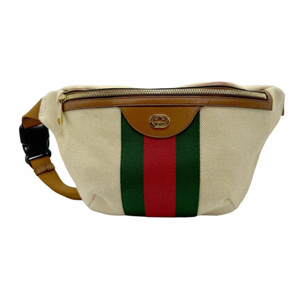 Gucci(グッチ)のグッチ GUCCI ボディバッグ ウエストバッグ ベルトバッグ キャンバス ベージュ ゴールド メンズ 575082 送料無料【中古】 z0758 メンズのバッグ(ボディーバッグ)の商品写真