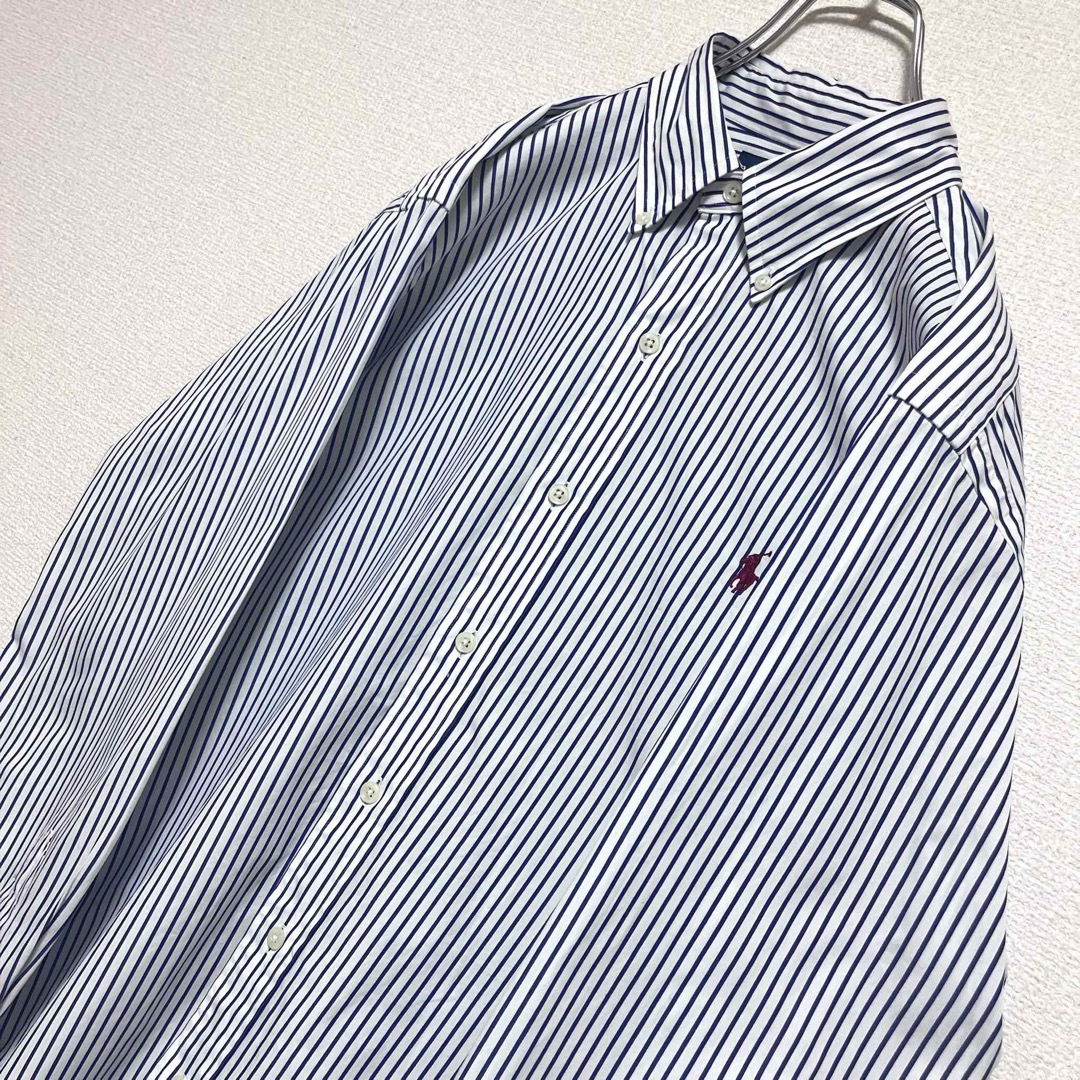 Ralph Lauren(ラルフローレン)のラルフローレン ボタンダウンシャツ 長袖 ブルーストライプ ポニー刺繍 ゆるだぼ メンズのトップス(シャツ)の商品写真