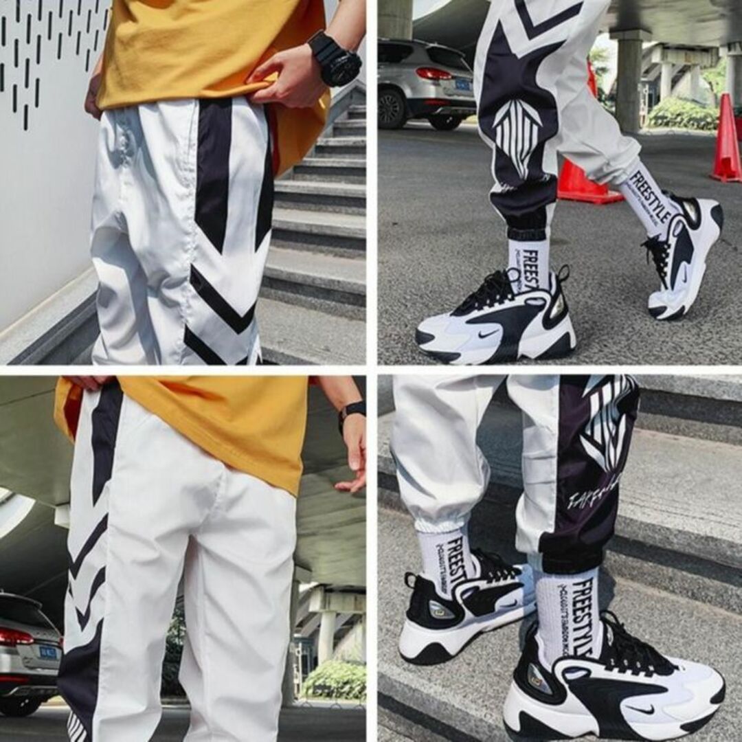 ストリートパンツ ジョガーパンツ 韓国 ストリート メンズ 黒 2XL メンズのパンツ(ワークパンツ/カーゴパンツ)の商品写真