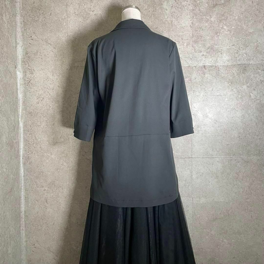 日本製 スズショウアンナ シャツ コート ガウン ブラック 黒 美容 理容 レディースのトップス(シャツ/ブラウス(長袖/七分))の商品写真