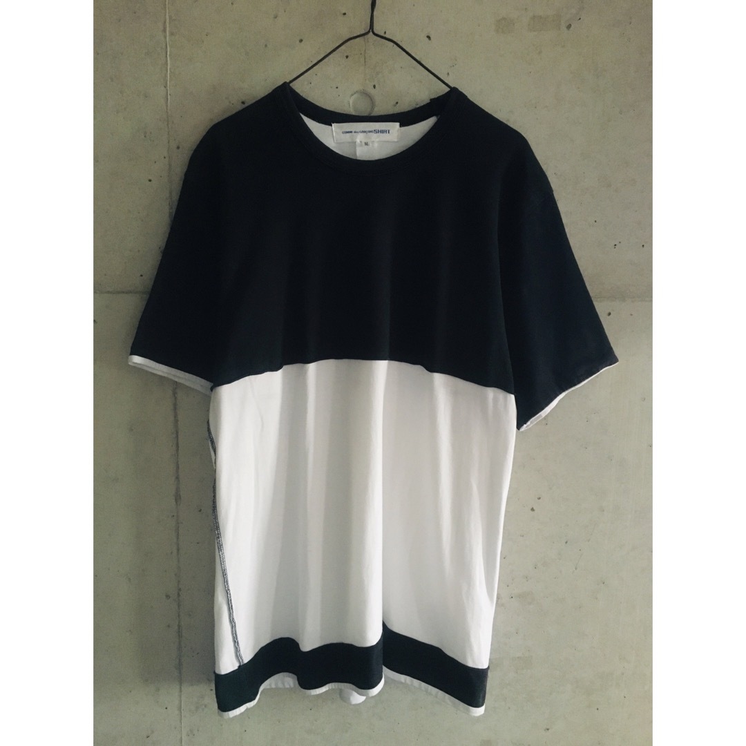 COMME des GARCONS SHIRT(コムデギャルソンシャツ)の【希少★メンズM】コムデギャルソンシャツ ドッキング インサイドアウト Tシャツ メンズのトップス(Tシャツ/カットソー(半袖/袖なし))の商品写真