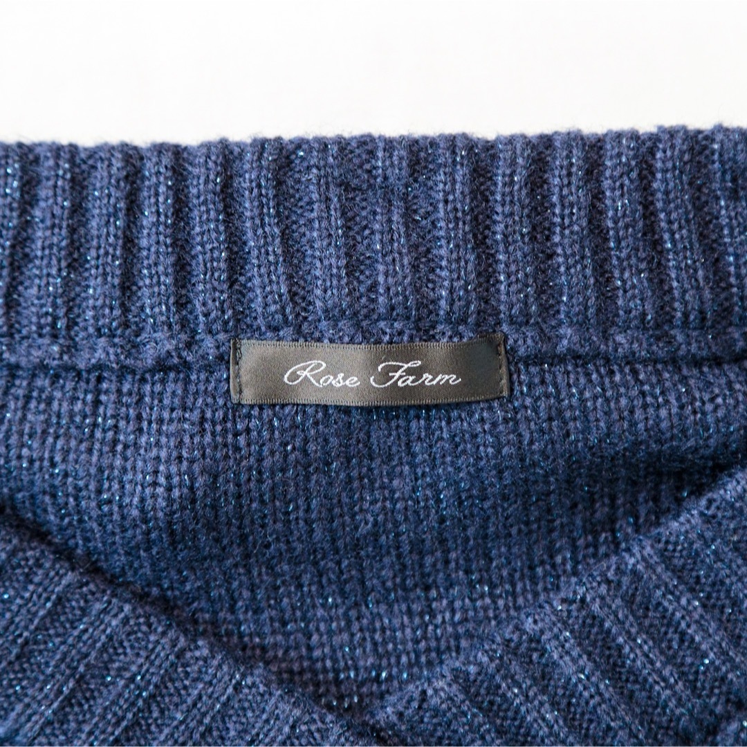 しまむら(シマムラ)のRose Farm ラメ入りケーブル編み長袖ニット　プルオーバー　ネイビー　M レディースのトップス(ニット/セーター)の商品写真
