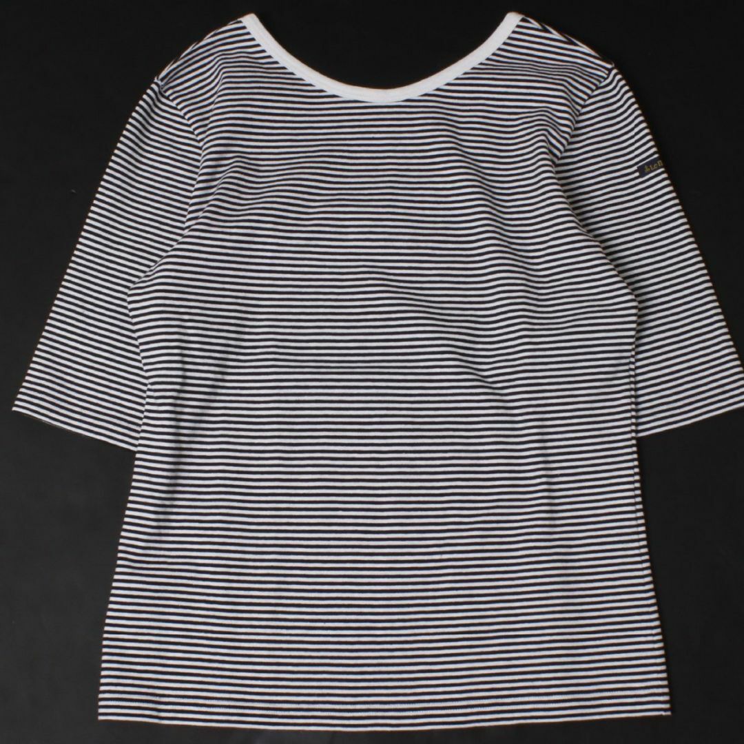 Le Minor(ルミノア)のLe Minor バックUネックS/S size1 ボーダー 半袖 Tシャツ レディースのトップス(Tシャツ(半袖/袖なし))の商品写真