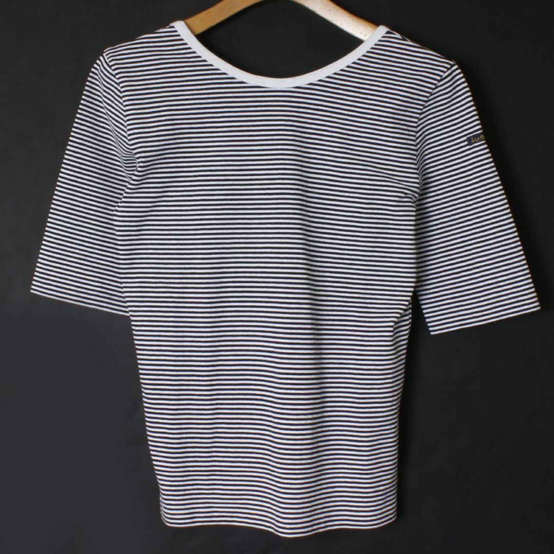 Le Minor(ルミノア)のLe Minor バックUネックS/S size1 ボーダー 半袖 Tシャツ レディースのトップス(Tシャツ(半袖/袖なし))の商品写真