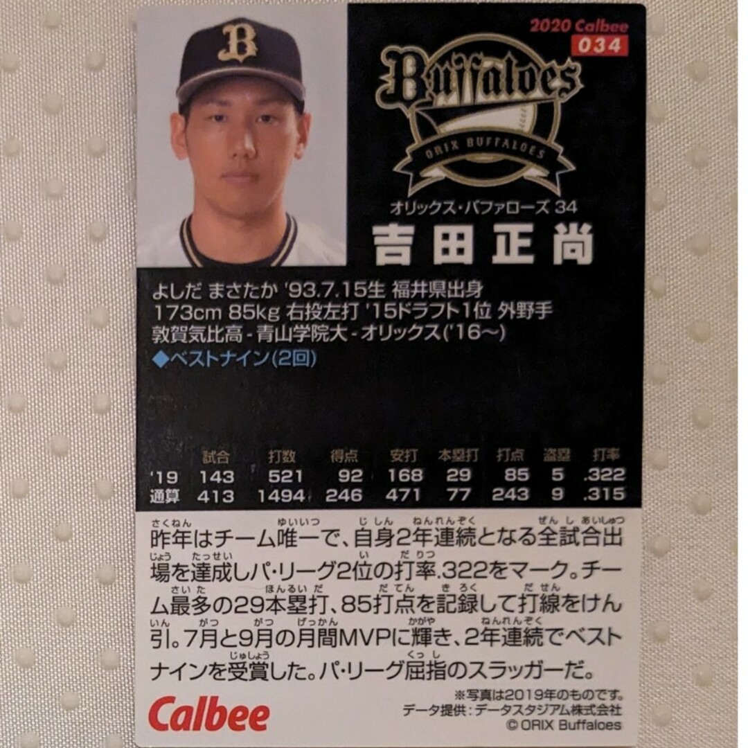 プロ野球チップスカード　吉田正尚 エンタメ/ホビーのトレーディングカード(その他)の商品写真