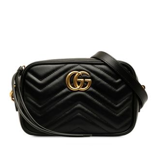 グッチ(Gucci)の美品 グッチ GGマーモント キルティング 斜め掛け ミニ ショルダーバッグ 448065 レザー レディース GUCCI 【214-47470】(ショルダーバッグ)