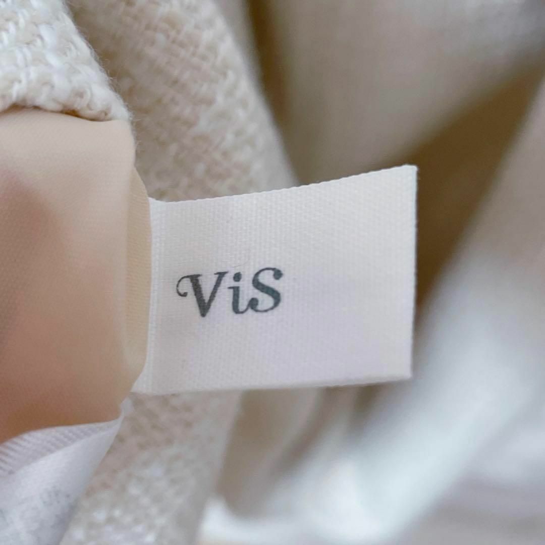 VIS ビス　結婚式　お呼ばれ服　ツイード　長袖　可愛い　デート服　シンプル　S レディースのワンピース(ひざ丈ワンピース)の商品写真