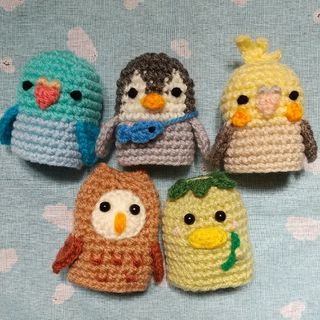 アクリルたわし オーナメント ♡小鳥とペンギン♡(キッチン小物)