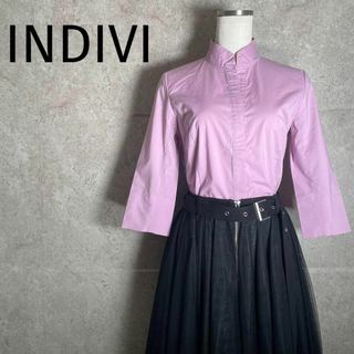 インディヴィ(INDIVI)の日本製 美品 INDIVI ブラウス ラベンダー ピンク サイズ38 フォーマル(シャツ/ブラウス(長袖/七分))