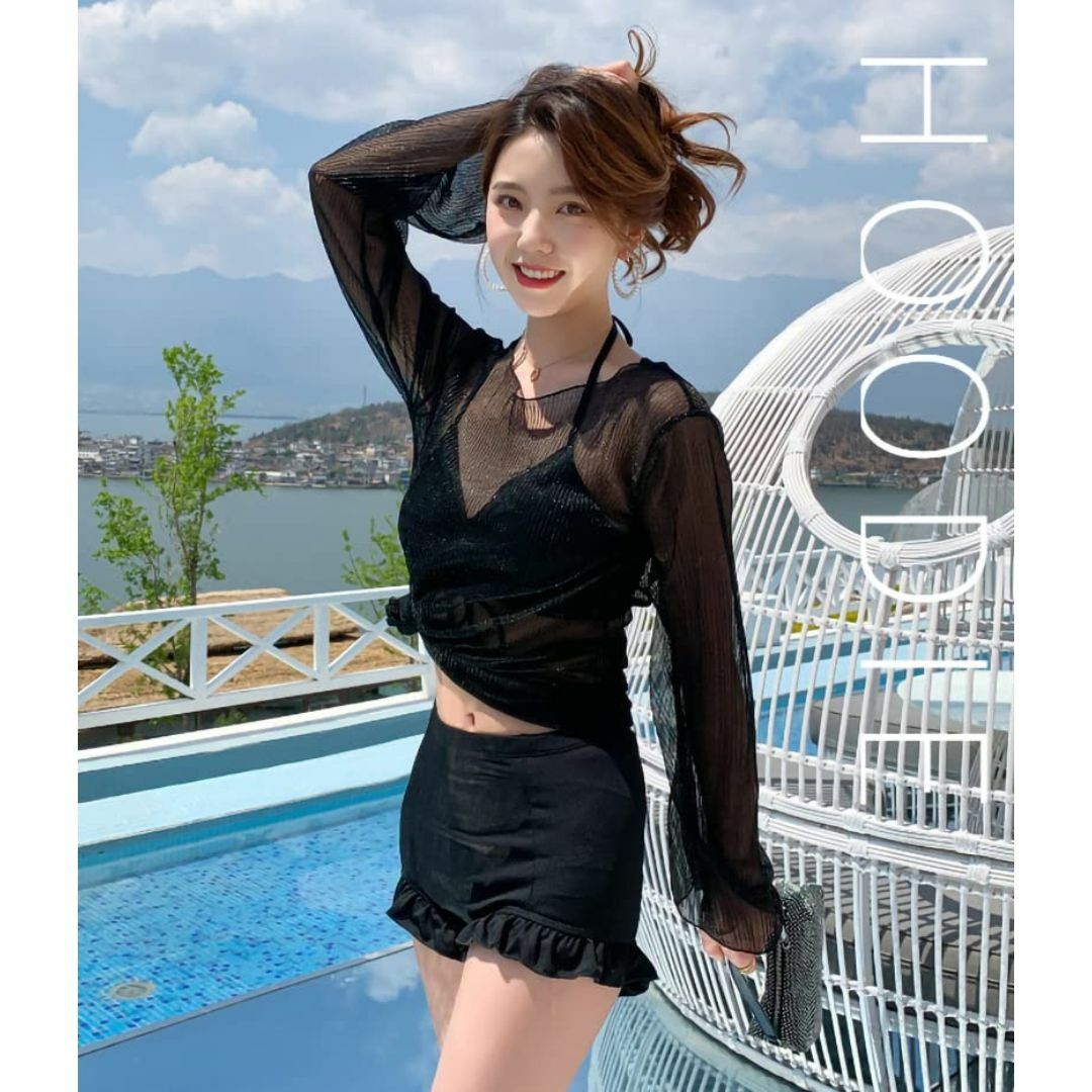 【色: ブラック】WJ-SISI 水着 体型カバー水着 レディース ビキニ Vネ レディースのファッション小物(その他)の商品写真