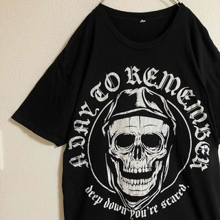 ヴィンテージ(VINTAGE)のスカルビッグプリントアーチロゴTシャツtシャツボーンメッセージオーバーサイズ黒(Tシャツ/カットソー(半袖/袖なし))